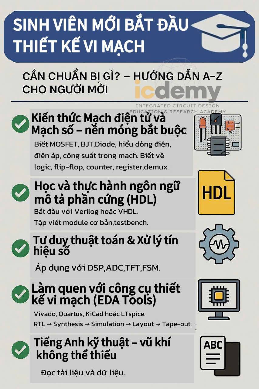 Sinh viên mới bắt đầu học Thiết kế Vi mạch cần chuẩn bị gì?